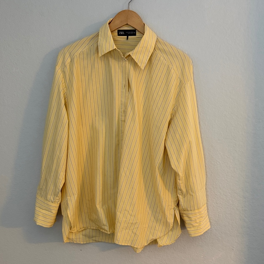 Zara yellow stripe button down